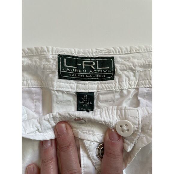 Lauren Ralph Lauren Shorts Women Size 16 100% Cotton Button Snap Drawstring - Picture 2 of 8